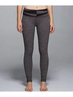 Lululemon Wunder Under Pant Giant Herringbone Black Heathered Wi14 Quilt Size 2
